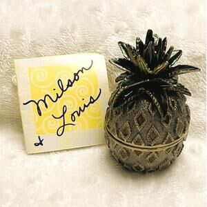Vintage Milson & Louis Enamel Pineapple Trinket Box w/Magnetic Closure